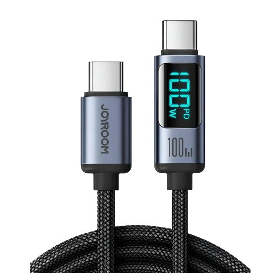 Cable Charger Mobile Joyroom Type-C To Type-C 100W Digitaldisplay S-Cc100A16 1.2M Black